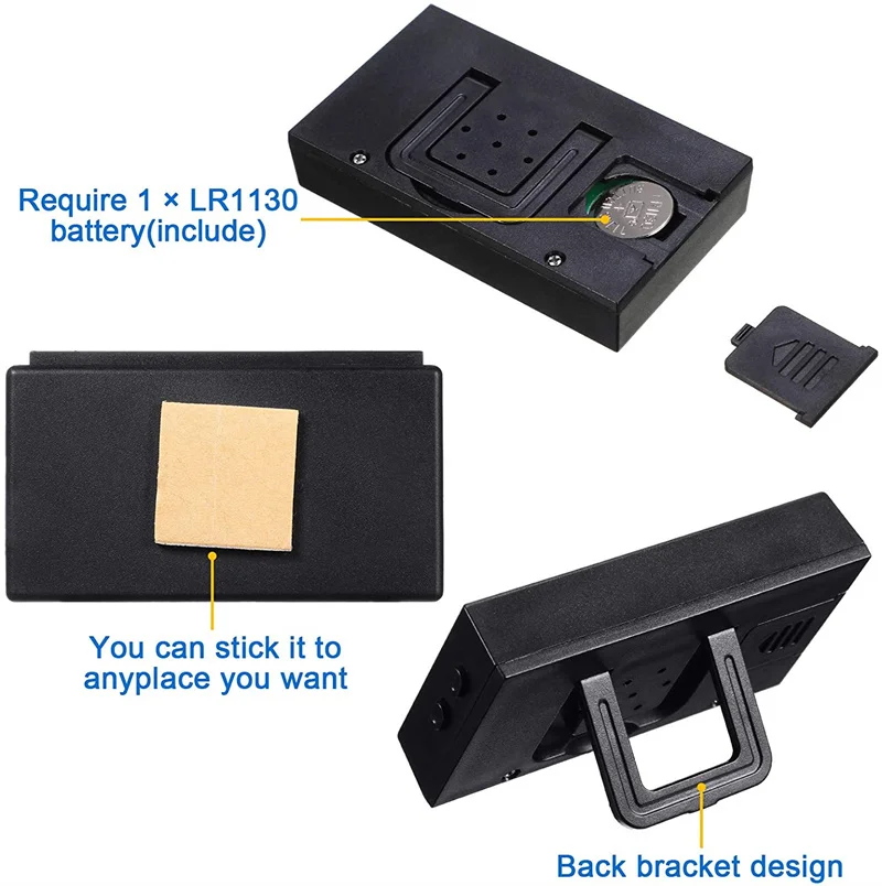 1pc Mini Car Clock Auto Truck Dashboard Time Convenient Durable Self-Adhesive Bracket Vehicle Electronic Digital Clock For Car