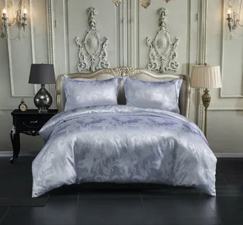 

3 pcs Home bedding set soft imitate silk jacquard duvet case with fuzzy ball heming and pillowcase set