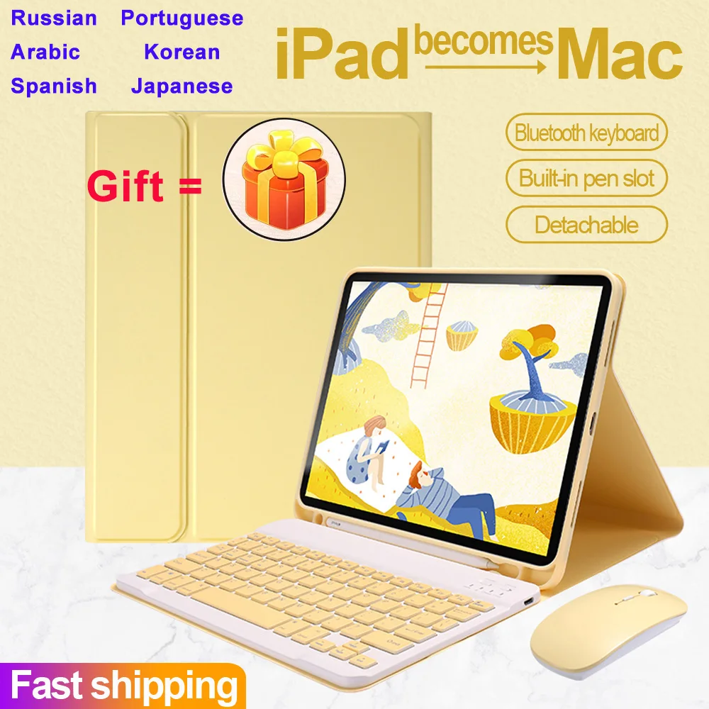Чехол для iPad с Bluetooth клавиатурой и мышью чехол Air 4 3 2 1 Pro 11 10 5 9 7 2017/2018/2019 8th 7th 5th 6th