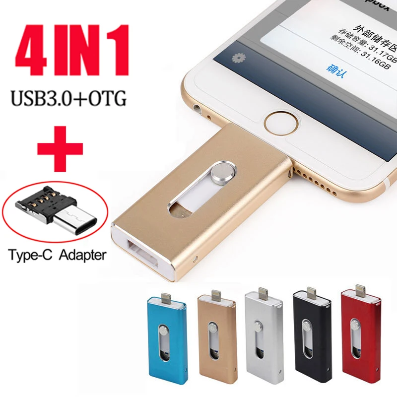 

Usb-флеш-накопитель 4 в 1 для iPhone 12/11/6/6s/6plus/7/7plus/8/X Usb/Otg/Lightning/typeC устройства