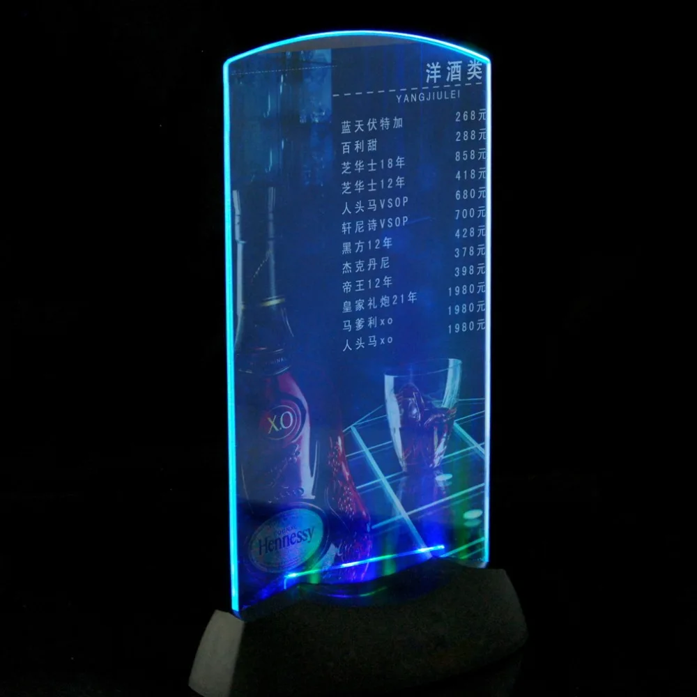 

Dual-Side Acrylic Flashing Led Light Table Menu Restaurant Card Display Holder Stand Popular New Drop Shipping