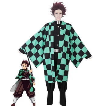 Japanese Anime Demon Slayer Kimetsu No Yaiba Kamado Tanjirou Cosplay Costume Men S Kimono Uniform Outfit Halloween Party Suit Aliexpress Com Imall Com