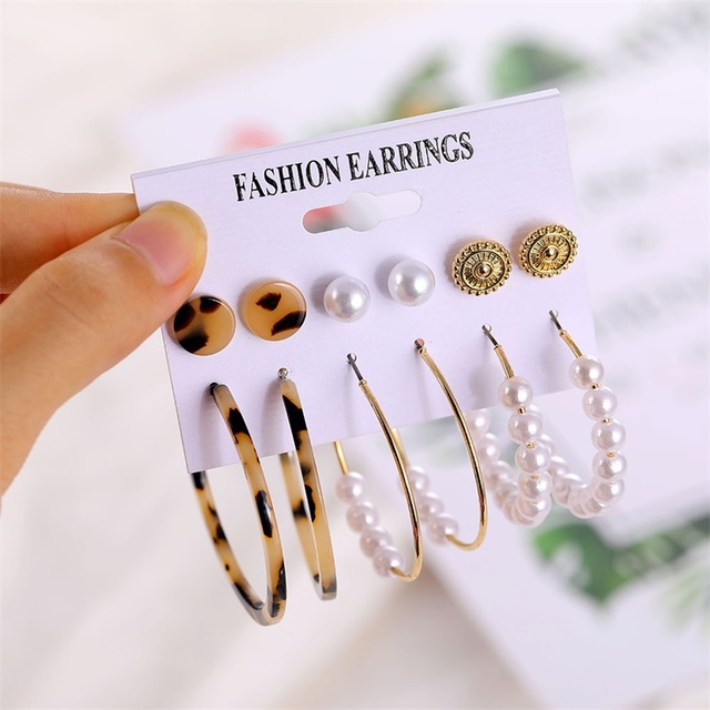 Gold Color Big Circle Hoop Earrings Set for Women Vintage Steampunk Ear Clip Wedding Party Jewelry Gift 2019 Wholesale