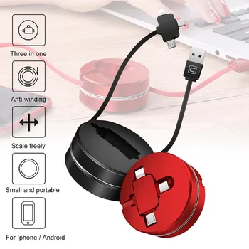 

Data cable retractable charging cable usb multifunctional 3 in 1 USB Cable USB Cross Design Retractable