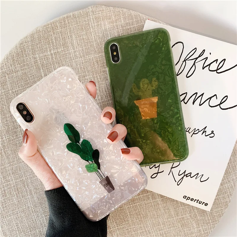 

Bay Case Applicable INS Green Vegetation 8plus iPhone X Phone Case x s max/X R/iphone7plus Case