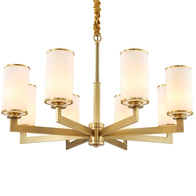 Black Gold Classical Glass Chandelier Living Room Bedroom American Dining Lamp Duplex Villa Brass Study Chanderlier | Лампы и
