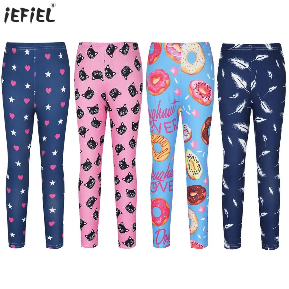 

Детские леггинсы для девочек с принтом в виде сердца, эластичные длинные штаны с эластичной резинкой на талии для занятий спортом, йогой, бега