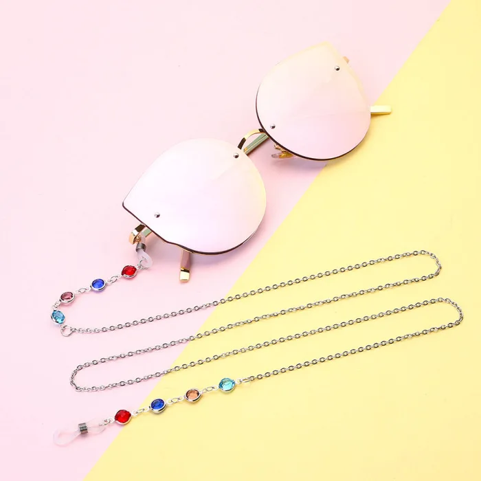 Newly Glasses Hanging Chain Fashion Colorful Rhinestone Glasses Non-slip Glasses Chain DO99