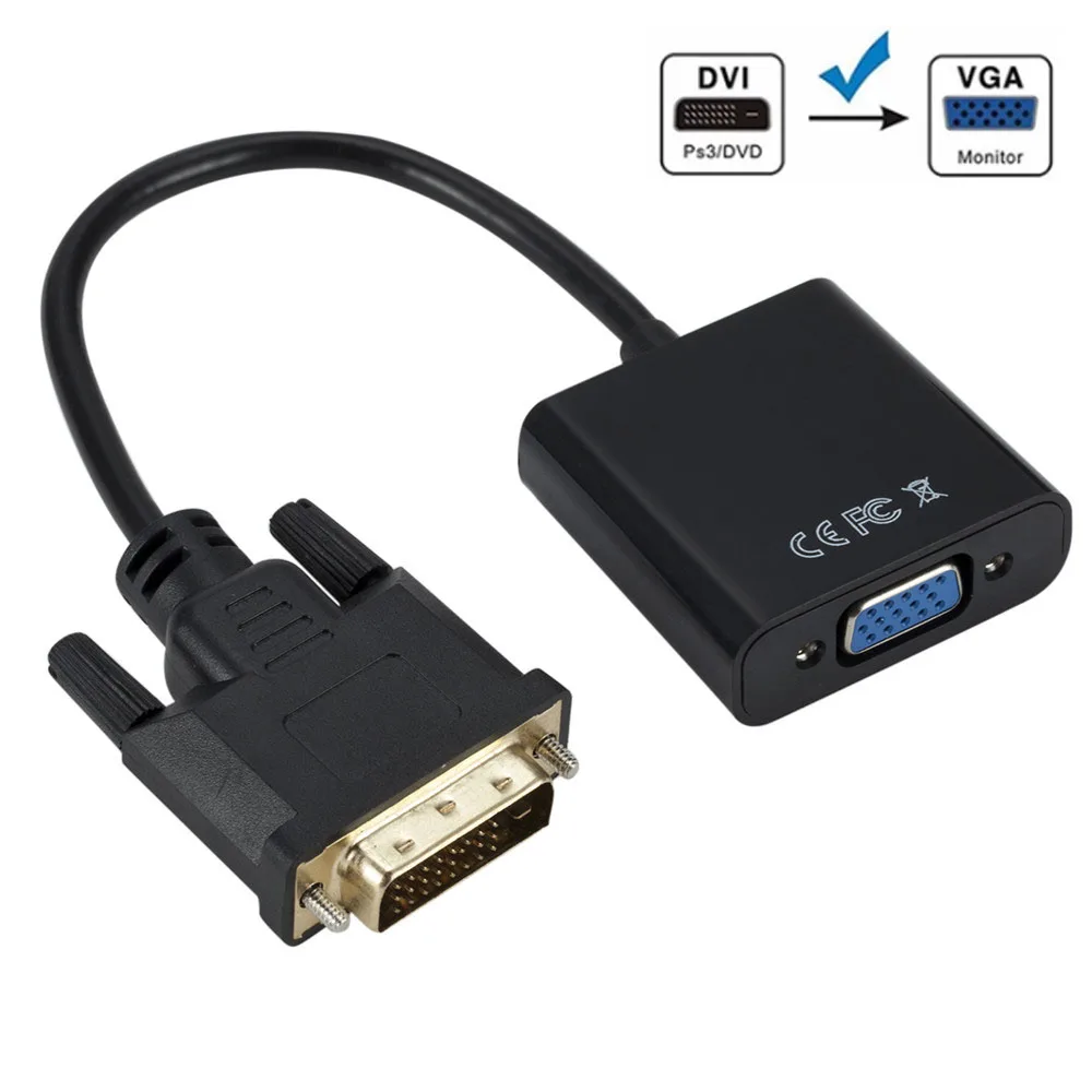 HD 1080P DVI-D DVI To VGA адаптер конвертер видео кабель для ПК компьютерный монитор 24 + 1 25Pin
