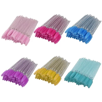 

50 Pcs Crystal Rod Disposable Eyelash Brushes Spooly Cosmetic Tool Mascara Wands Makeup Wand Applicator Eyelash Tool TXTB1
