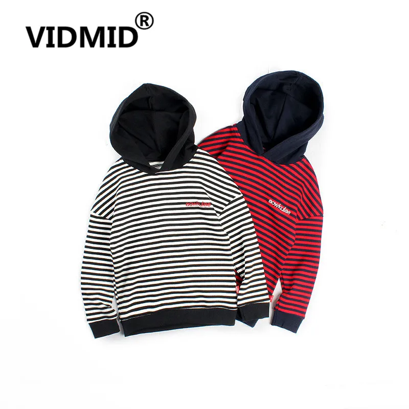 VIDMID/хлопковая одежда с капюшоном для мальчиков; детская полосатая куртка с длинными рукавами; футболки; повседневная одежда для мальчиков; Детские футболки; 4102 40