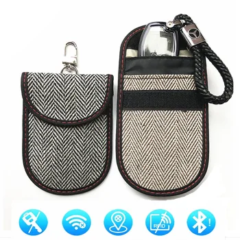 

18 X 9cm Universal Woollen Cloth Keyless Car Keys Theft Protective Cover Protect Set Rfid Blocker Car Keys Bag Car Styling