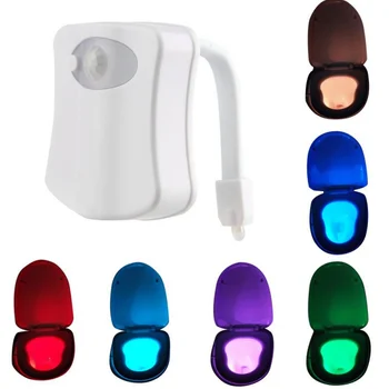

8 Colors Toilet Night Light Battery Operated Motion Activated Sensor Seat LED Lamp Bathroom Restroom Lighting l