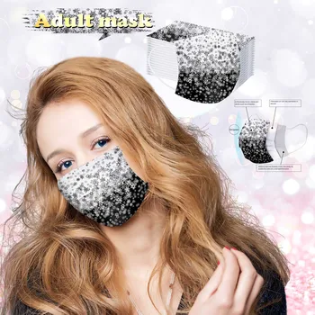 

100pc Christmas Black And White Gradie Print Christmas Masks For Adult Disposable High-quality Masks 3ply Mascarillas Desechable
