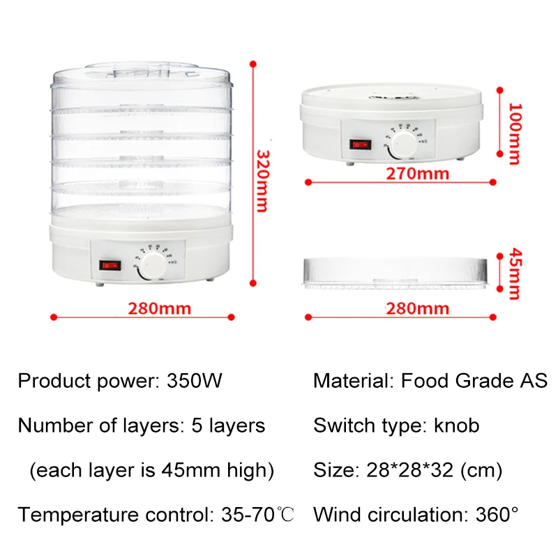 Household Fruit Food Dryer Vegetable Fruit Dryer Food Dehydrator Multifunctional Kitchen Dehydrator pet Snack dryer 6