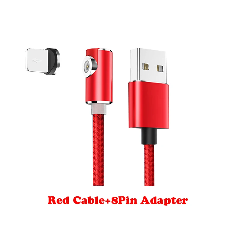 Магнитный usb-кабель для зарядки 1 м/2 м, адаптер Micro usb type C, зарядное устройство с углом 90 градусов, кабель для быстрой зарядки для iPhone huawei - Цвет: Cable-8Pin