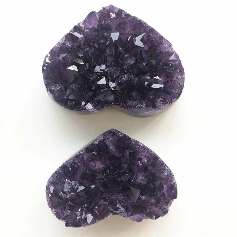 Натуральный Уругвайский Аметист Geode хрустальное сердце кластера Глубокий фиолетовый образцов украшения натуральные камни и минералы