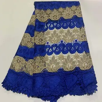 

French African Nigerian Lace Fabric High Quality Guipure Embroidery Net Laces With Rhinestone Fabrics 5Yards For Dress A-1012