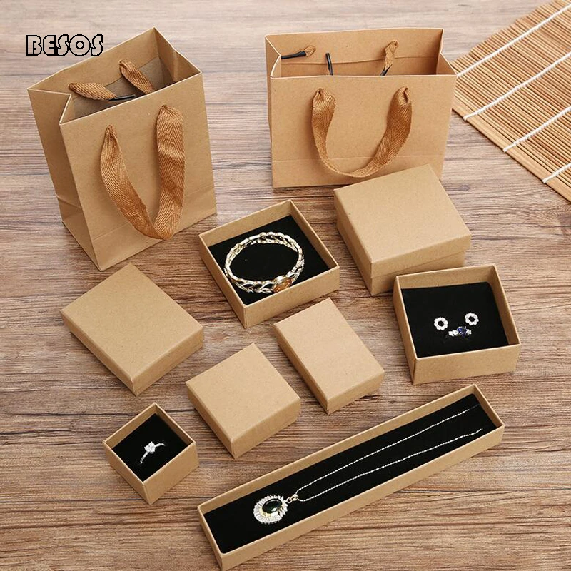 de regalo de joyería Simple, Papel amarillo y negro con cartón grueso, de alta calidad para fiesta, anillo de actividad, caja de regalo B309D|Envoltorios y bolsas de regalo| -