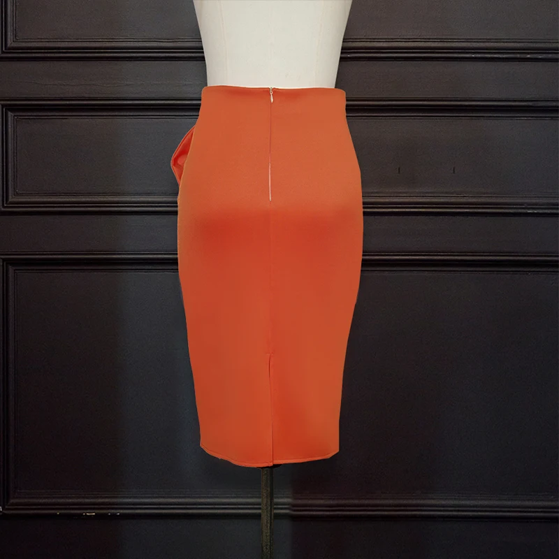 Orange High Waist Bodycon Pencil Bowtie skirt 3