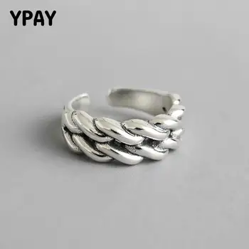 

YPAY Women Jewellery 100% Pure 925 Sterling Silver Adjustable Ring Korean Multilayer Double Twisted Open Rings for Women YMR778