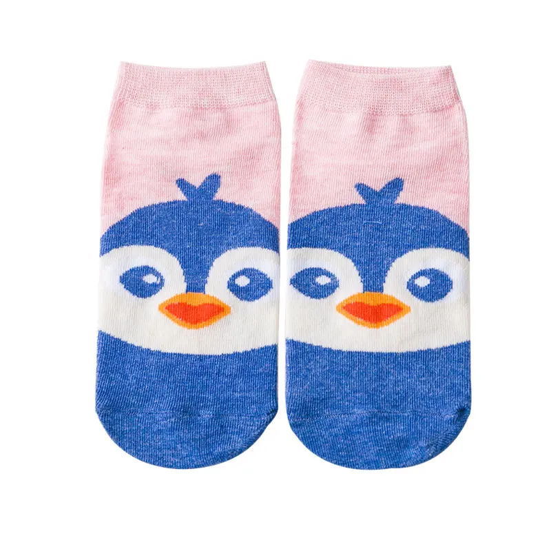 Новые весенне-летние женские хлопковые носки-лодочки, короткие носки до лодыжки с милым животным изображением кота пингвина медведя птицы, повседневные прямые короткие носки для девочек