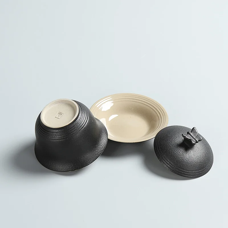Gaiwan керамика 130 мл керамика чаша для чая мастер чашка блюдце крышка набор черный чай посуда пуэр чаши посуда для напитков контейнер пиалы для чая ремесло