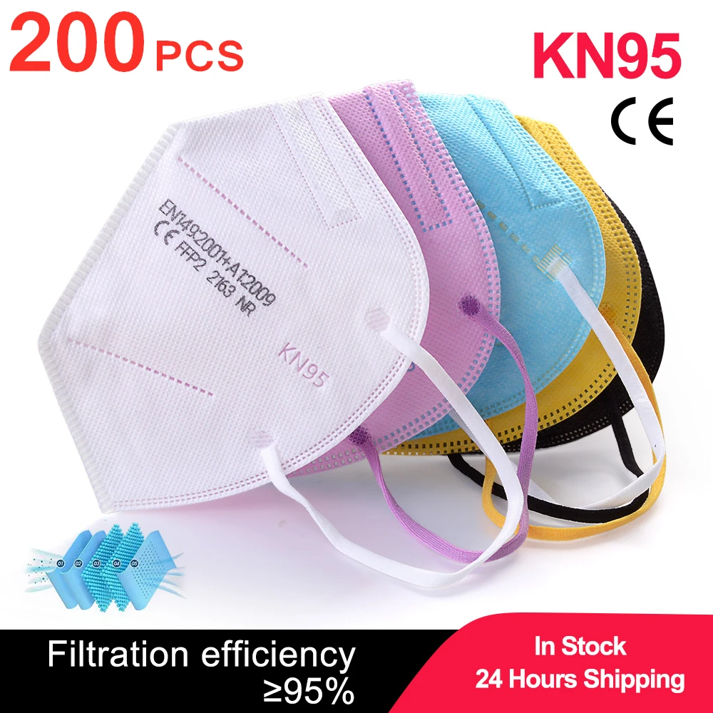 CE FFP2 KN95 Masks 200PCS Mascarillas Reutilizable 5 Layers Dust-proof Mouth Mask Protective KN95 Face Mask Filter ffp2mask fpp2 afbeelding
