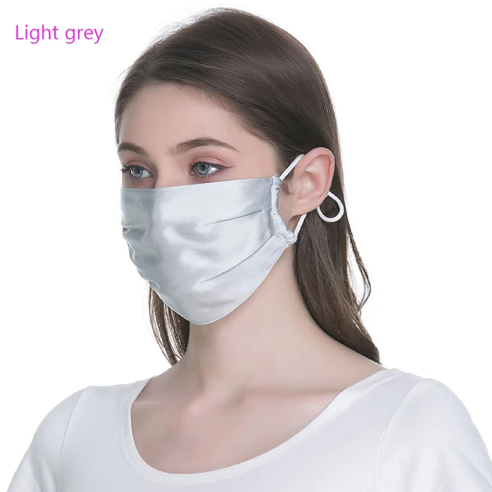 Women Mulberry Silk Masks Flower Print Thin Sunscreen Silk Masks Breathable Fashion Mouth Mask Men Dust Proof Washable