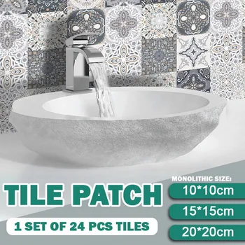 

Retro Tile Stickers For Kitchen Bathroom vinyl tile Self Adhesive Wall Stickers DIY Decor Wallpaper Waterproof Wall Decal