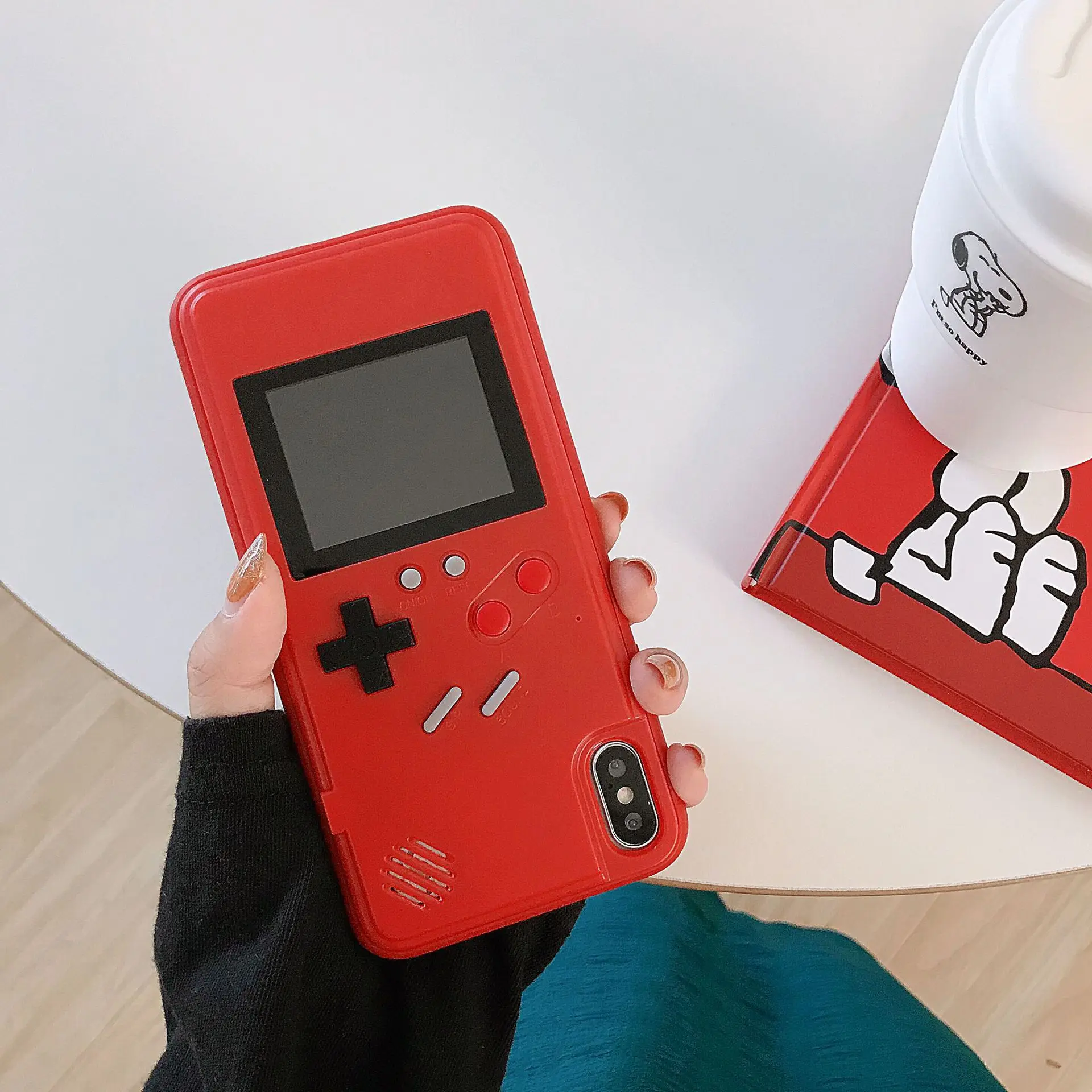 Full Color Display GameBoy Phone Case for iPhone 11 Pro MAX Case Retro Tetris Game Back Cover for Iphone XS MAX 6 7 8 Plus X XR - Цвет: Красный