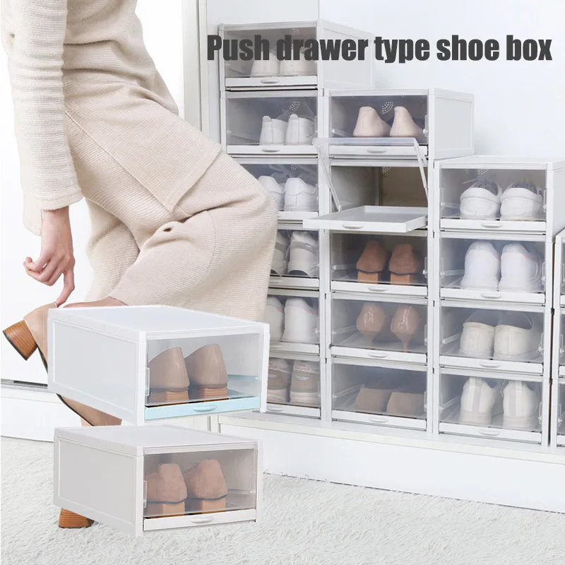 

Pull Out Drawer Type Shoe Box Transparent Plastic Shoe Storage Box MYDING