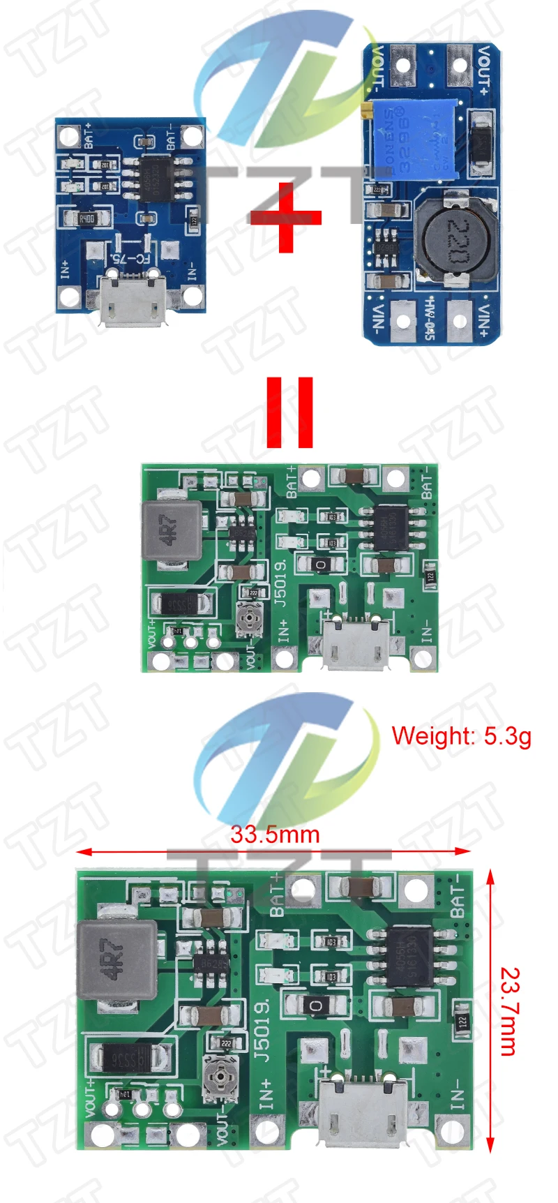 5PCS TZT Typ-C Micro Mini 5V 1A 18650 TP4056 Lithium-Batterie Ladegerät Modul Lade Board mit Schutz Dual Funktion – Detail 10