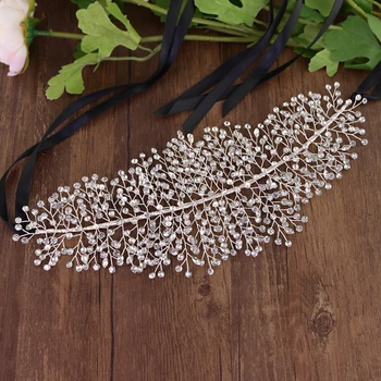 

YouLaPan Wedding Belts and Sashes Rhinestone Belts for Kids Bridal Silver Diamond Fancy Belt Shiny Crystal Bridal Belt SH258