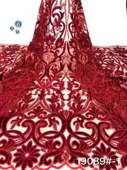 

New Arrival African Lace Fabrics 2019 High Quality Nigerian Lace Fabric For Wedding Green Velvet Lace Fabrics