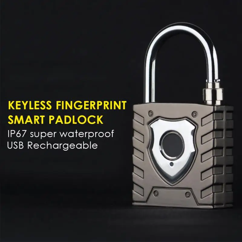 

Office Quick Unlock Security Zinc Alloy Door Lock Keyless Fingerprint Smart Padlock Luggage USB Rechargeable Waterproof Cabinet