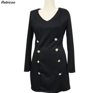 low cost  2019 double-breasted jacket V-neck slim jacket cardigan women's winter jacket jacket long paragraph