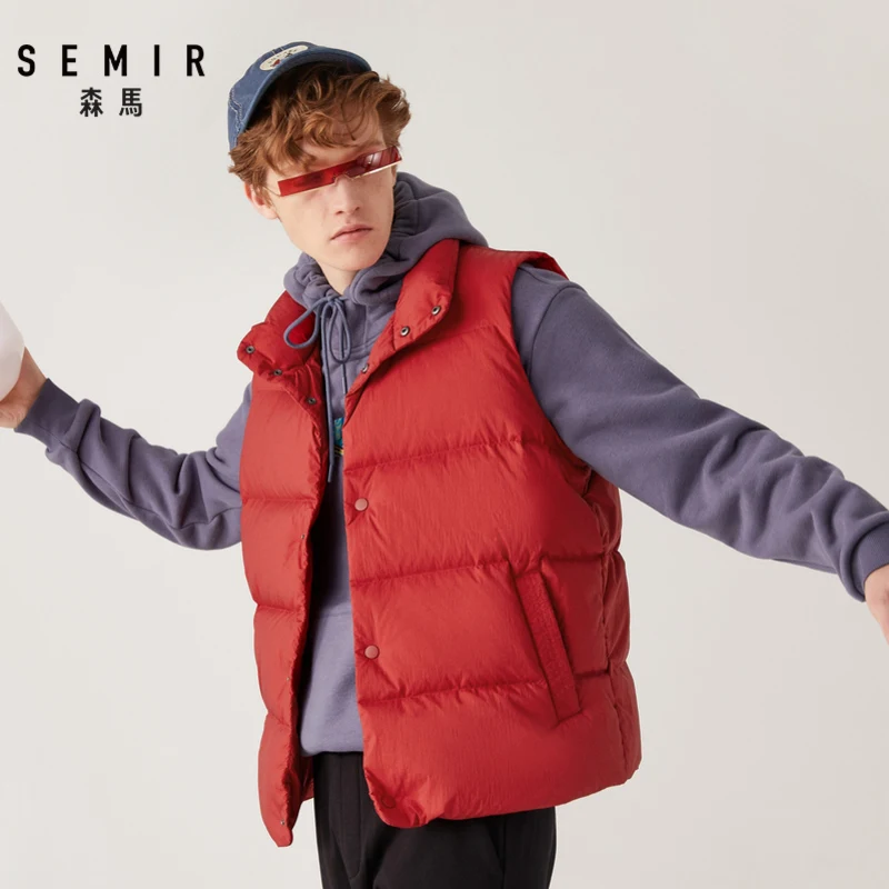 SEMIR пуховый жилет для мужчин Зимний мужской теплый пуховый жилет Топ Молодежная свободная одежда жилет для мужчин