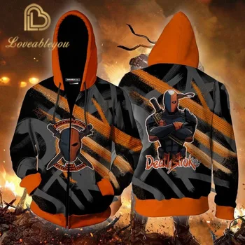 

2020 New DC Super Villain Cosplay Deathstroke 3d Print Zipper Hoodie Clothing Men and Women Sweater Fall Hoodie Tops