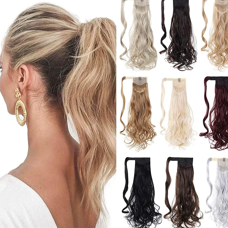 

22 inch Silky Wave Synthetic Clip in Drawstring Ponytail Hairpieces for Women Hair Extension High Temperature Fiber