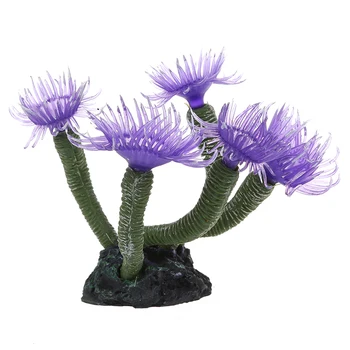 

Artificial silicone flower plant tree purple Deco for Aquarium fish