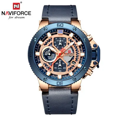 

Naviforce Xiang Fashion Genuine Leather MEN'S Quartz Watch Multi-functional Six-pin Calendar Quartz Movement Men's Bowl Table