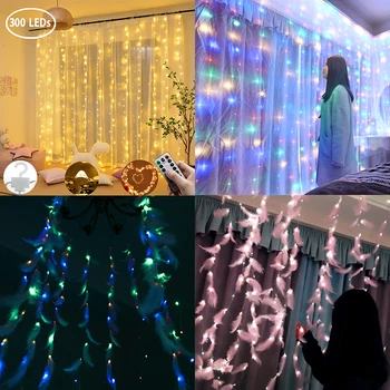 

Wedding Party Backdrop Curtain 3*2/3*3m 300 LED Fairy String Light Drapes Birthday Christmas Mariage Outdoor Home Decoration