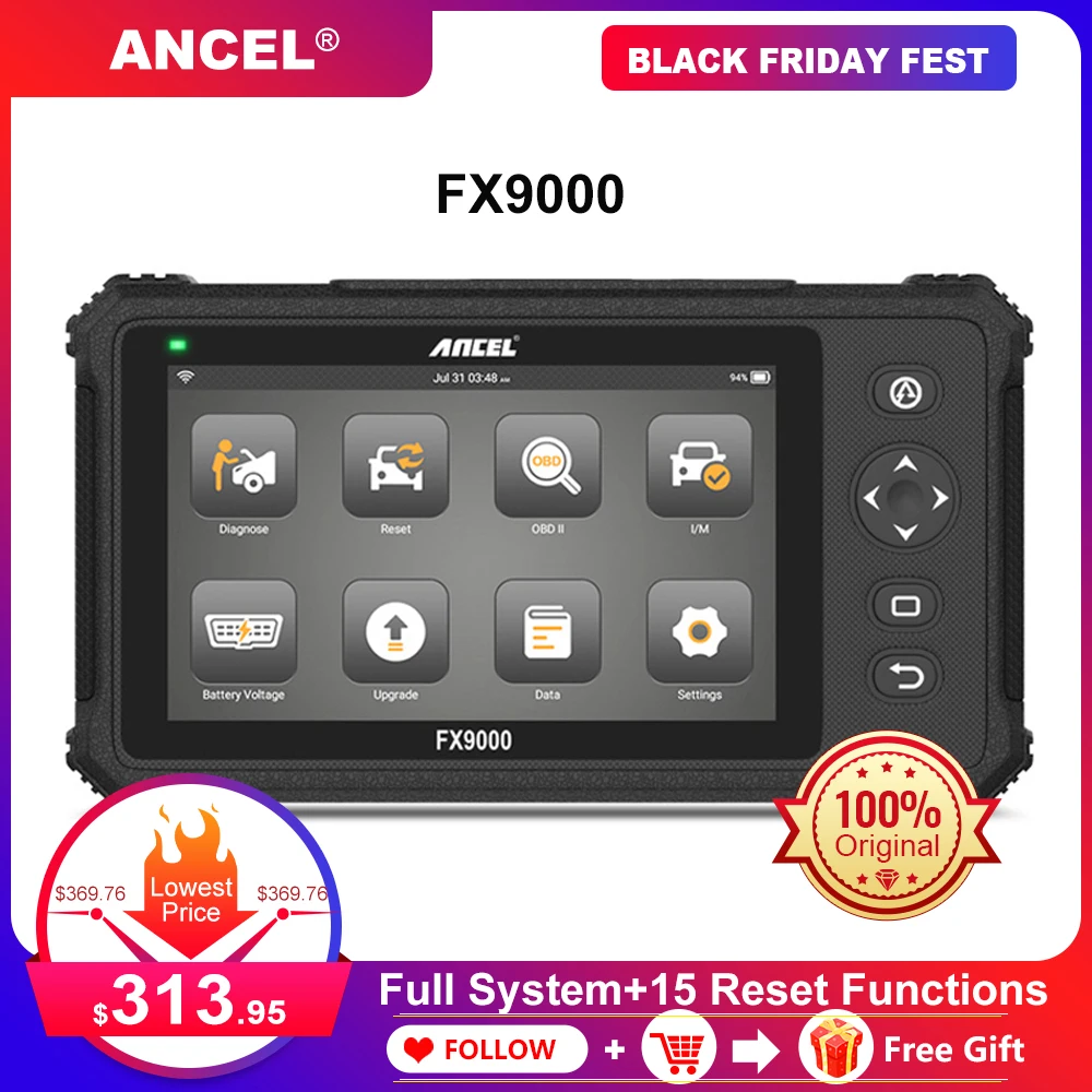 

Ancel FX9000 OBD2 Scanner Professional Full System WIFI Car Diagnostic Tool Oil DPF ABS Reset 7.0 Inch OBD 2 Automotive Scanner