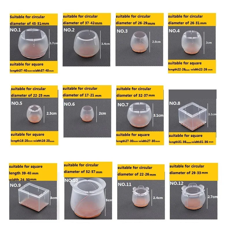 4 шт./лот, настольный чехол для ножки стула, прозрачная мебель, защита для ног, противоскользящие ножки, крышка для стула, чехол для ног для дома