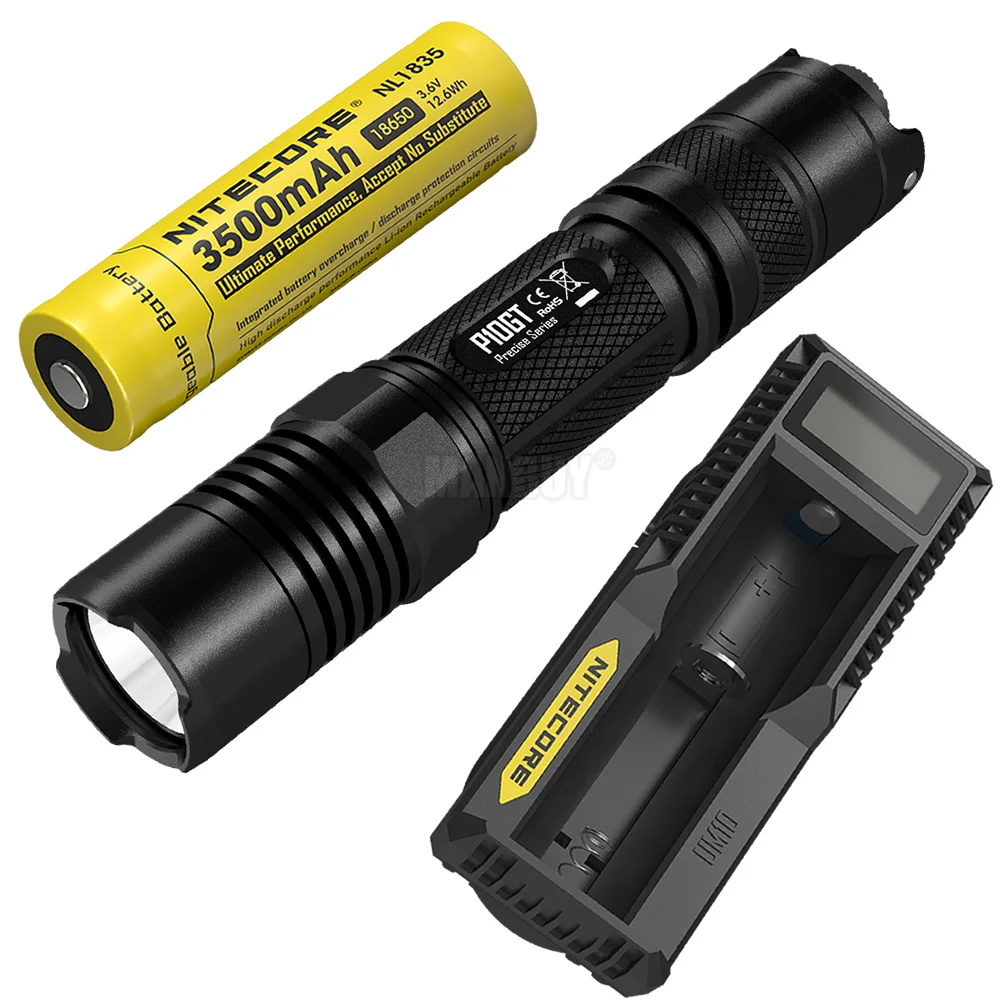 Скидка Nitecore P10GT тактический фонарик + зарядное устройство UM10 аккумулятор 18650 для