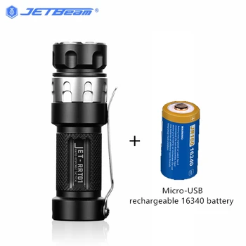

Jetbeam RRT01 Cree LED Stepless Dimming Flashlight Waterproof Exploration Torch light with Mirco USB Rechargeable 16340 Battery