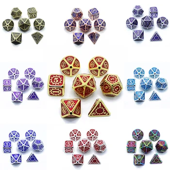 

metal dice dnd set rpg polyhedral solid dungeons and dragons table games Zinc alloy digital d&d dice 7pcs sets dnd d&d dices box