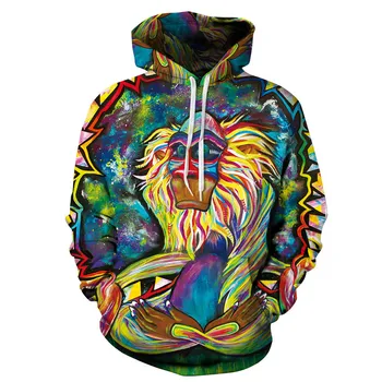 

New Hipster Monkey Printed Oil Painting 3D Hoodies Men/women Pullovers Hooded Sweatshirts Streetwear Clothes Oversized Jacket