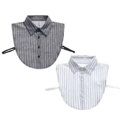 Женская рубашка Поддельный Воротник серые белые полосы съемный ложный воротник блузка с лацканами